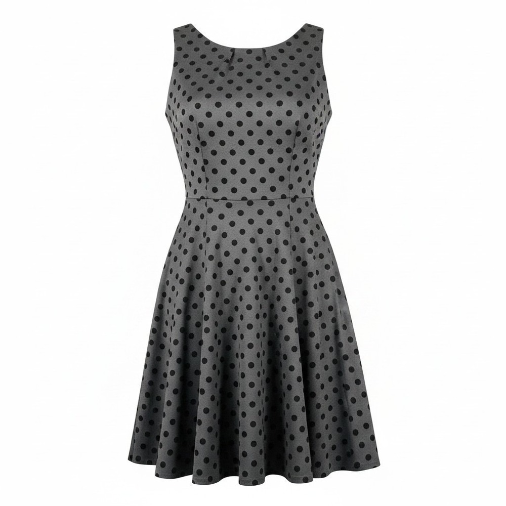 Elle Black Polka‎ Dot Fit & Flare Sleeveless Dress Women's Size Medium